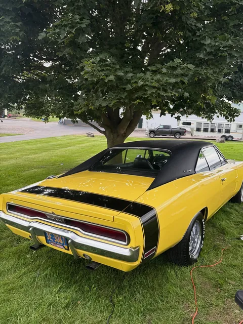 Yellow 1970 Dodge Charger rear view